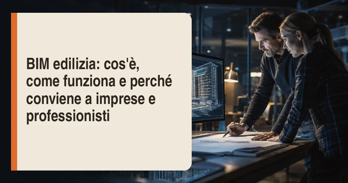 Modello BIM edilizia su schermo con struttura tridimensionale di un edificio