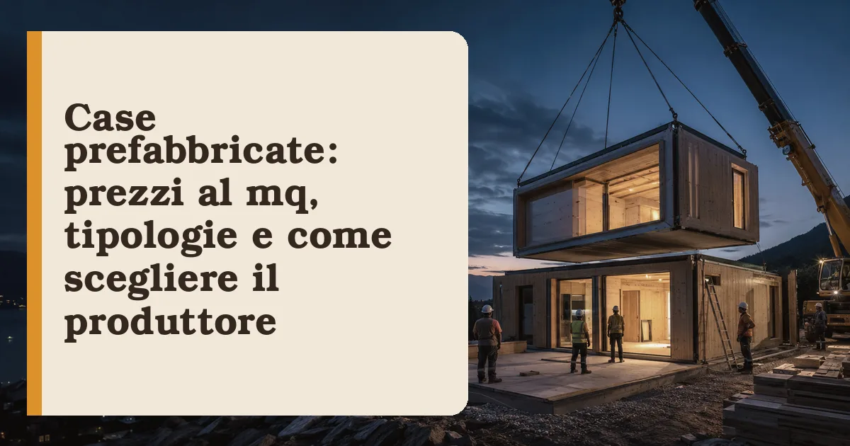 Casa prefabbricata in legno in fase di montaggio con gru, prezzi e tipologie