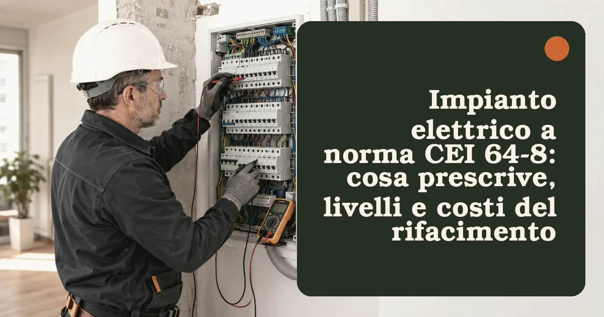 Quadro elettrico moderno con interruttori magnetotermici e differenziali per impianto elettrico a norma CEI 64-8