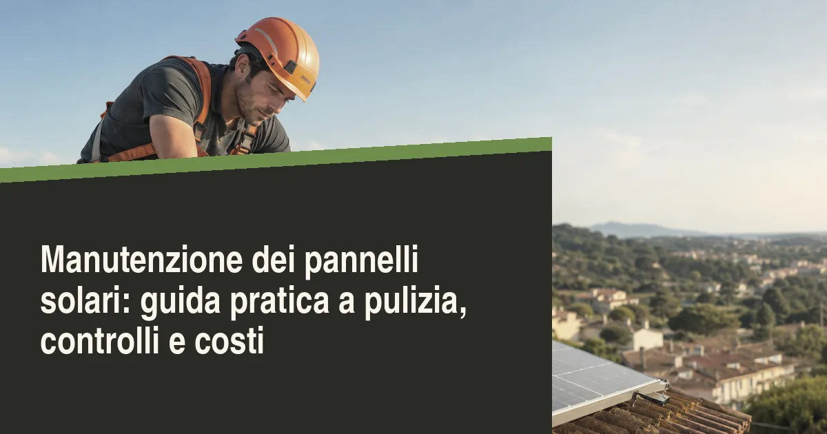 Tecnico esegue la manutenzione e la pulizia dei pannelli solari su un tetto