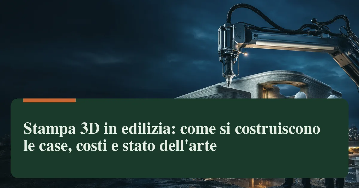 Stampa 3D edilizia: stampante robotica estrude calcestruzzo per una casa